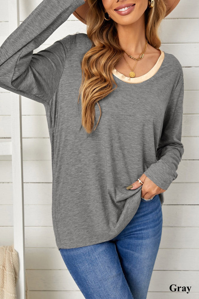 Ring Neck Long Sleeve Top