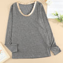 Small Gray Ring Neck Long Sleeve Top