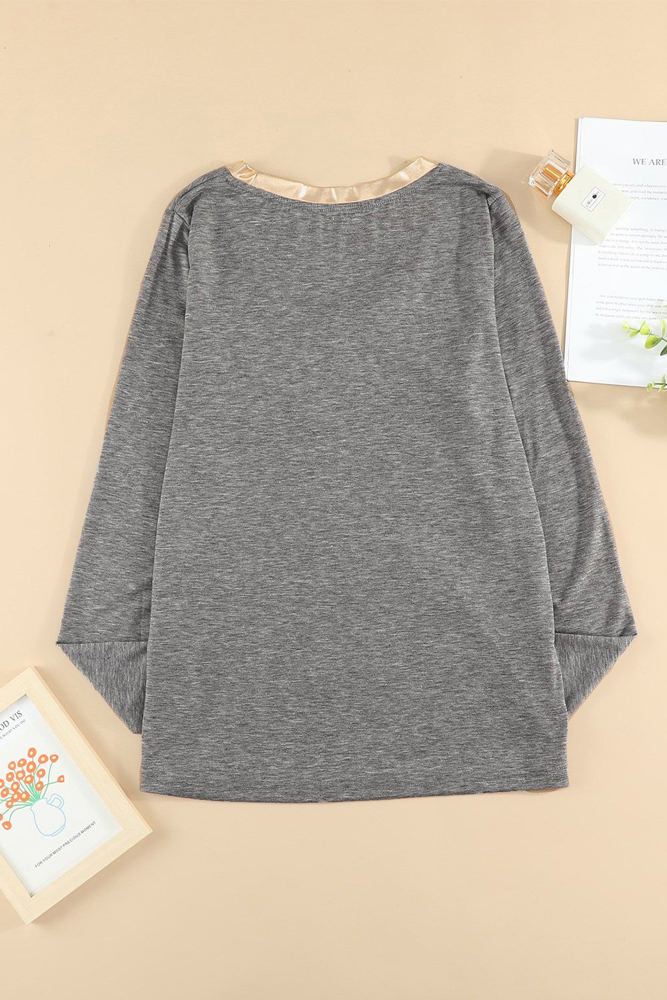 Ring Neck Long Sleeve Top