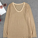 Small Khaki Ring Neck Long Sleeve Top