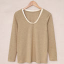 Small Khaki Ring Neck Long Sleeve Top