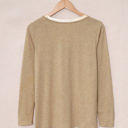 Small Khaki Ring Neck Long Sleeve Top