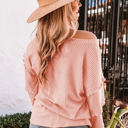 XXL Pink Bubble Sleeve Ruffled Knit Top