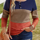  Colorblock Lace Sleeve Top