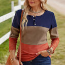  Colorblock Lace Sleeve Top