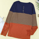  Colorblock Lace Sleeve Top