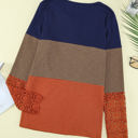  Colorblock Lace Sleeve Top