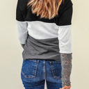 Small Gray Colorblock Lace Sleeve Top