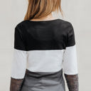 Small Gray Colorblock Lace Sleeve Top