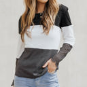 Small Gray Colorblock Lace Sleeve Top