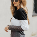 Small Gray Colorblock Lace Sleeve Top