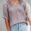 Large Khaki Easy Flattering Gathered Top