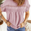 Large Pink Circle Lace Dotted Top