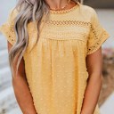 Large Yellow Circle Lace Dotted Top