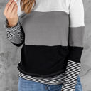 Small Gray Waffle Color Block Stripe Top