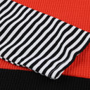 Small Red Waffle Color Block Stripe Top