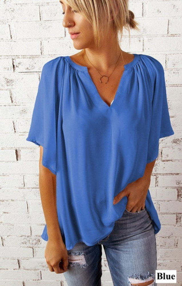 V Neck Draped Top