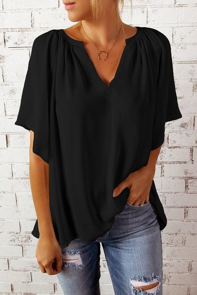 V Neck Draped Top