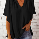 Small Black V Neck Draped Top