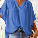 Small Blue V Neck Draped Top