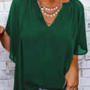 Small Green V Neck Draped Top