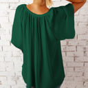 Small Green V Neck Draped Top