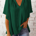 Small Green V Neck Draped Top