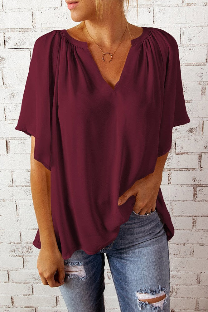 V Neck Draped Top