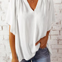 Small White V Neck Draped Top