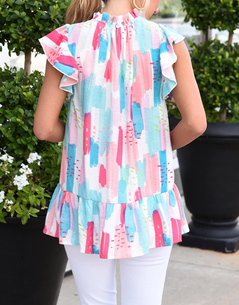 Artist Paint Palette Ruffled Tunic Top