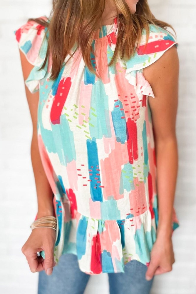 Artist Paint Palette Ruffled Tunic Top