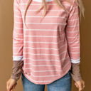  Extended Sleeve Striped Knit Top