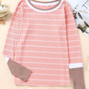  Extended Sleeve Striped Knit Top