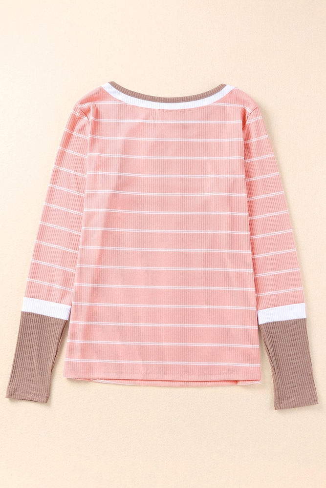 Extended Sleeve Striped Knit Top