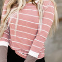  Extended Sleeve Striped Knit Top