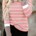  Extended Sleeve Striped Knit Top