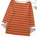 Medium Brown Extended Sleeve Striped Knit Top