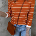 Medium Brown Extended Sleeve Striped Knit Top