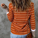 Medium Brown Extended Sleeve Striped Knit Top