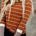 Small Brown Extended Sleeve Striped Knit Top