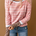 Small Pink Extended Sleeve Striped Knit Top