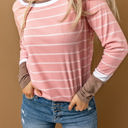 Small Pink Extended Sleeve Striped Knit Top