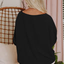 Small Black Relaxed Smocked Sleeve Top