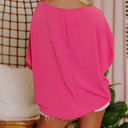 Small Rose Dark Pink Relaxed Smocked Sleeve Top