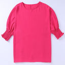 Small Rose Dark Pink Relaxed Smocked Sleeve Top