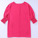 Small Rose Dark Pink Relaxed Smocked Sleeve Top