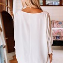 Small White Relaxed Smocked Sleeve Top