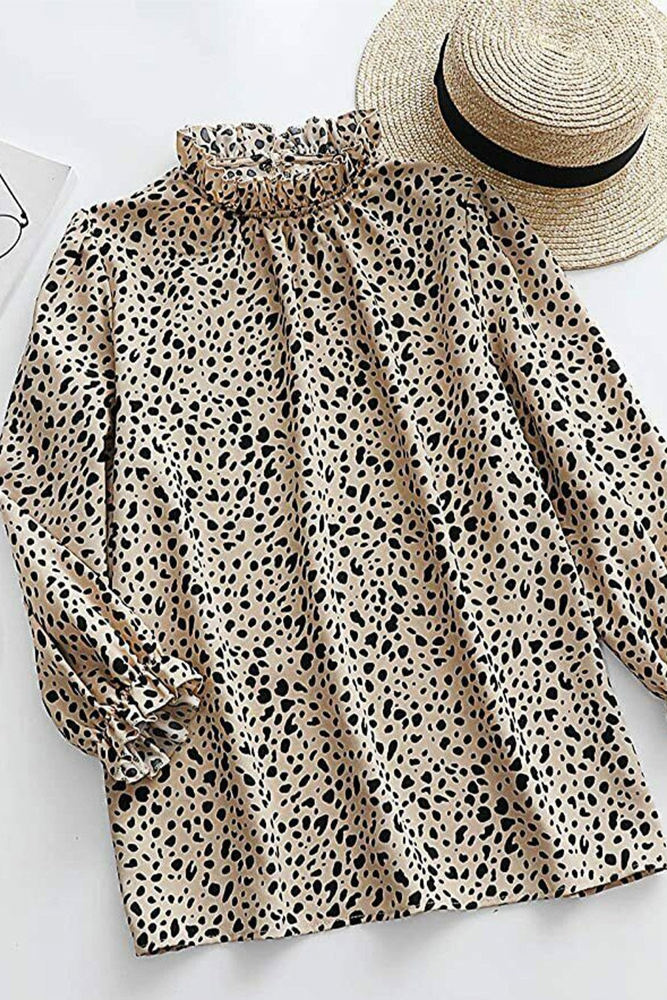 Gathered Dotted Blouse Top