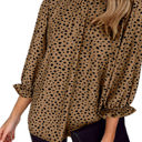  Gathered Dotted Blouse Top