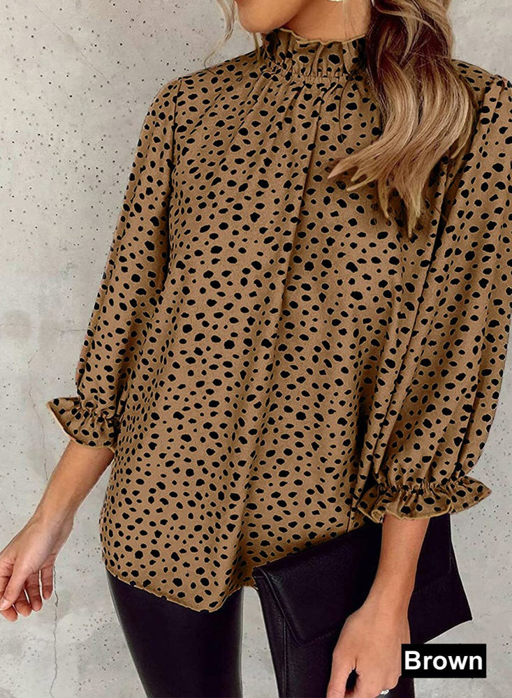 Gathered Dotted Blouse Top